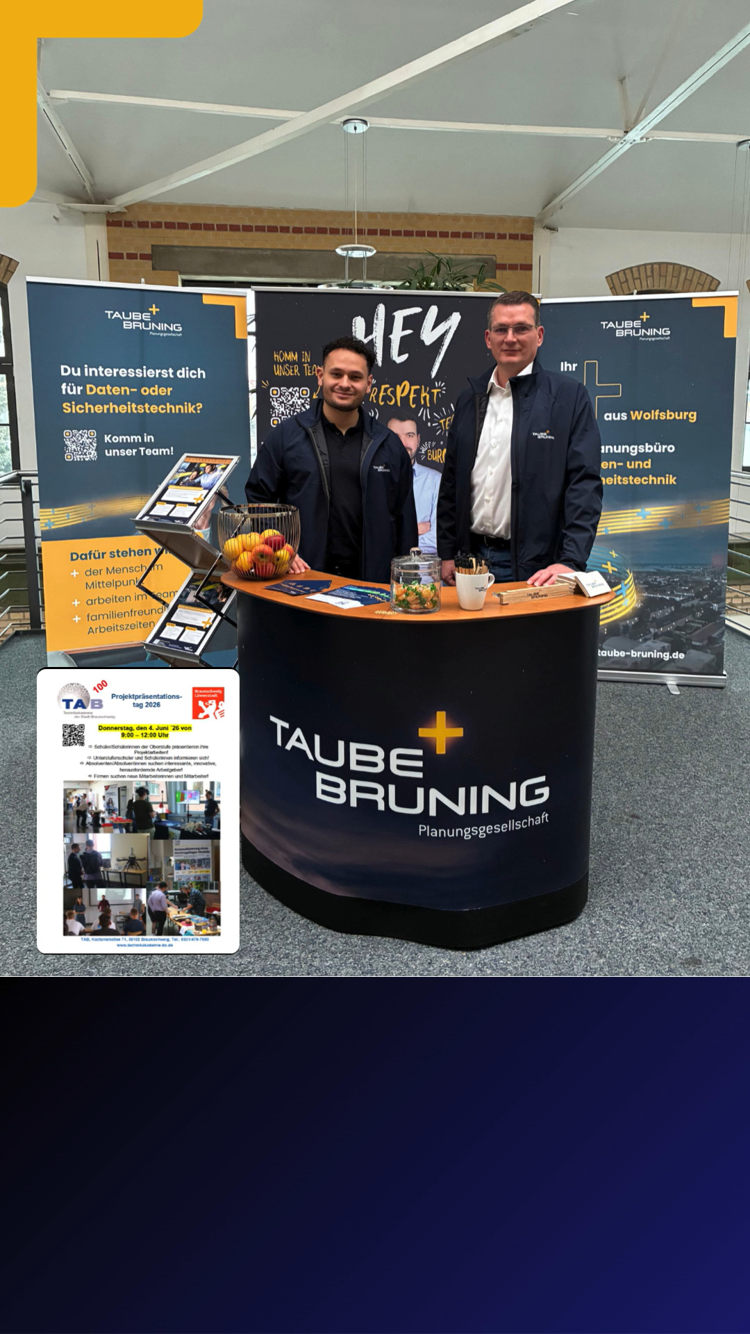 Du bist auch vor Ort? Sprich uns direkt an!
Wir sind bei der @tab38102 , um all deine Fragen zu beantworten und dir zu zeigen, wer wir sind. 💬🤝  Wir freuen uns auf den Austausch! Planst du einen Besuch? 
Schreib es uns in die Kommentare! 👇  #taubebruning #technikakademiebs #karriere